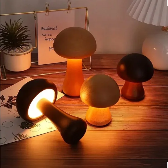 MUSHROOM LED Dimmable Nightlight Desk Light Table Lamp USB Rechargeable 3 Colors - Picture 13 of 14